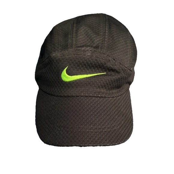 Nike Other - Vintage Y2K Nike Tailwind Hat Black Embroidered Swoosh Mesh 7 Panel Strap Back